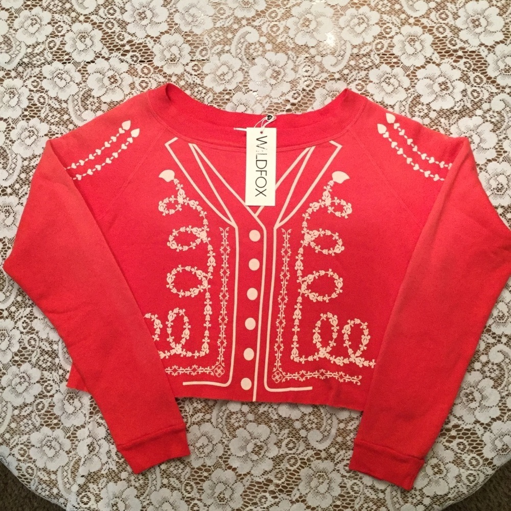 Wildfox Red Tuxedo Hearts Sweatshirt S or M